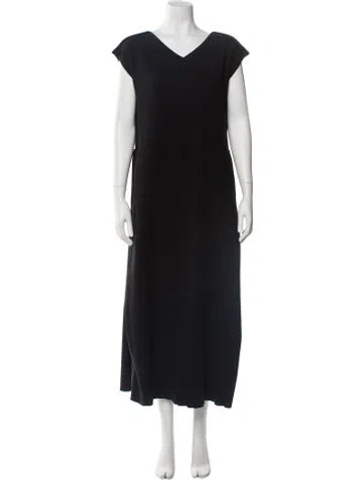 Pre-owned Casey Casey V-neck Long Dress W/ Tags In Black