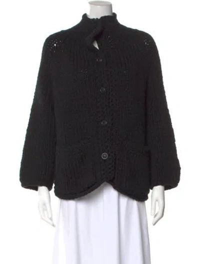 Pre-owned Casey Casey Wool Mock Neck Sweater In Black
