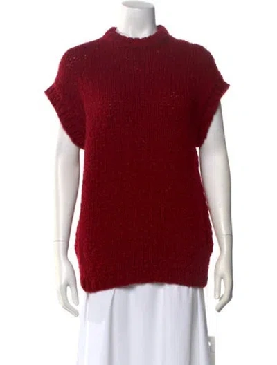 Pre-owned Casey Casey Wool Mock Neck Sweater W/ Tags In Red