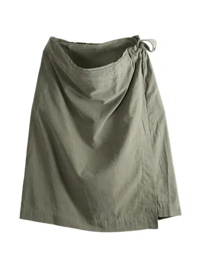 Casey Casey Wrap-style Gathered Midi Skirt In Green