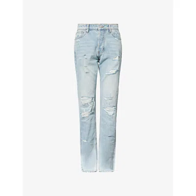 Casey Jean By Jean Vintage Womens Washed Blue Washed Straight-leg Denim Jeans