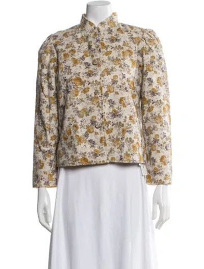 Pre-owned Casey Marks Floral Print Jacket In Neutrals