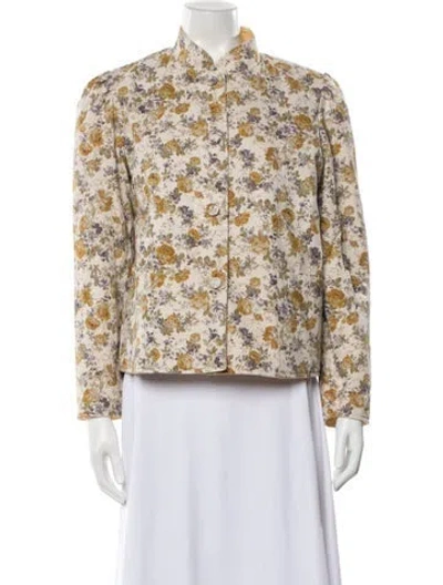 Pre-owned Casey Marks Floral Print Jacket W/ Tags In Yellow
