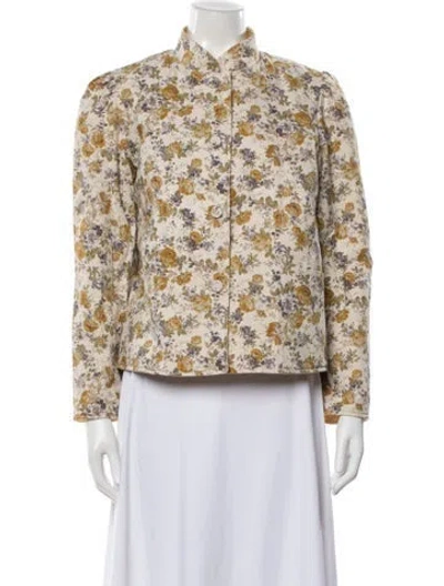Pre-owned Casey Marks Floral Print Jacket W/ Tags In Yellow