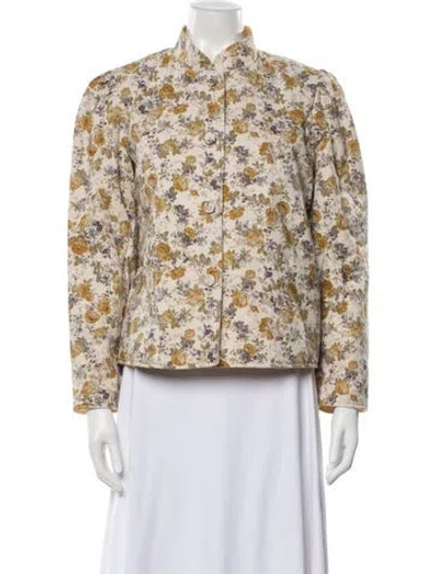 Pre-owned Casey Marks Floral Print Jacket W/ Tags In Yellow