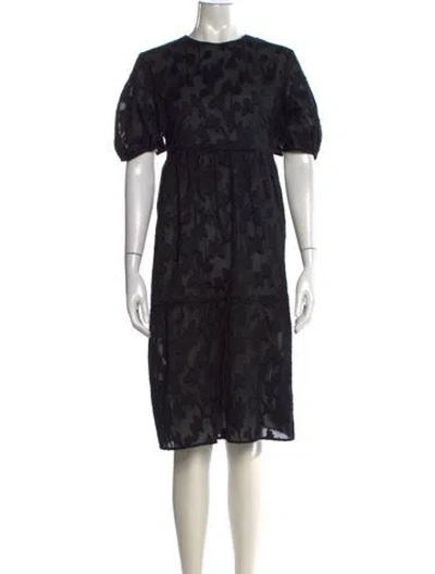 Pre-owned Casey Marks Floral Print Knee-length Dress In Black