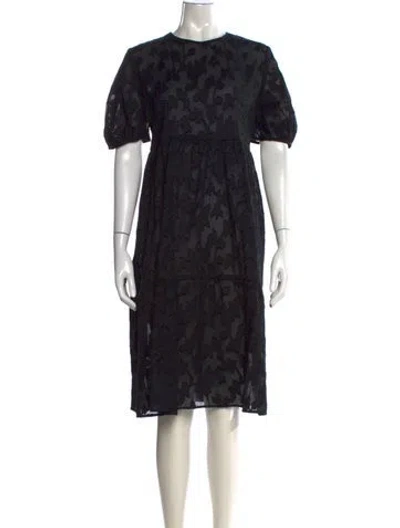 Pre-owned Casey Marks Floral Print Knee-length Dress In Black