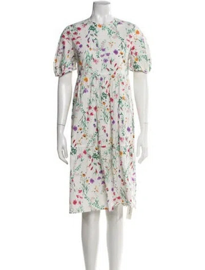 Pre-owned Casey Marks Floral Print Knee-length Dress In Neutral