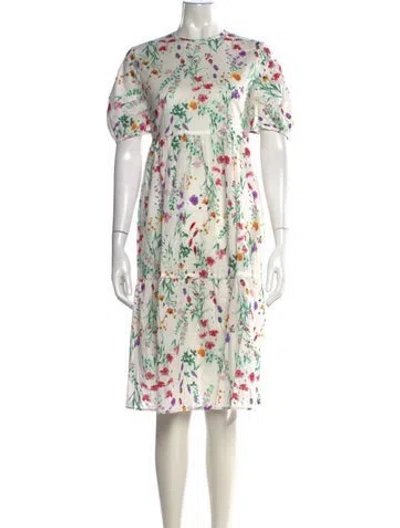 Pre-owned Casey Marks Floral Print Knee-length Dress In Neutral