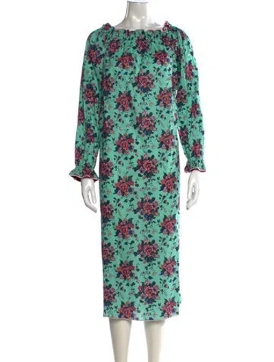 Pre-owned Casey Marks Floral Print Knee-length Dress W/ Tags In Green