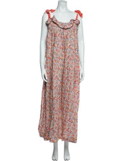 Pre-owned Casey Marks Floral Print Long Dress In Multi