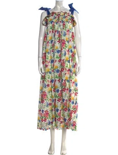 Pre-owned Casey Marks Floral Print Long Dress W/ Tags In Neutral