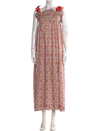 Pre-owned Casey Marks Floral Print Long Dress W/ Tags In Neutral