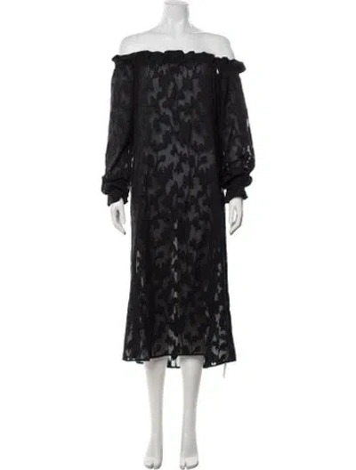 Pre-owned Casey Marks Floral Print Midi Length Dress W/ Tags In Black