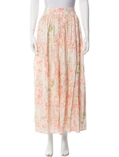 Pre-owned Casey Marks Floral Print Midi Length Skirt W/ Tags In Pink