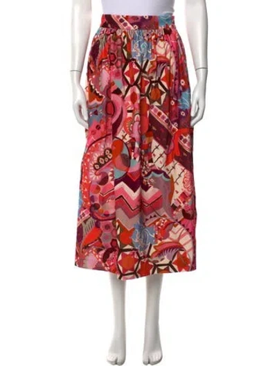 Pre-owned Casey Marks Graphic Print Long Skirt W/ Tags In Pink