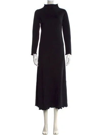 Pre-owned Casey Marks Mock Neck Long Dress In Black