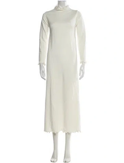 Pre-owned Casey Marks Mock Neck Long Dress In Neutral