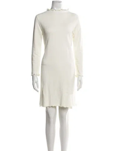 Pre-owned Casey Marks Mock Neck Mini Dress In White
