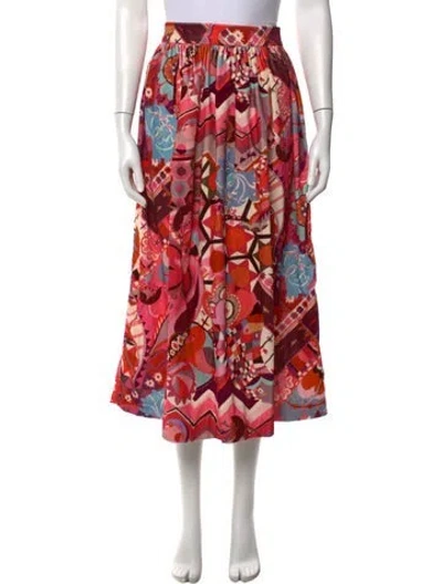 Pre-owned Casey Marks Printed Midi Length Skirt In Pink
