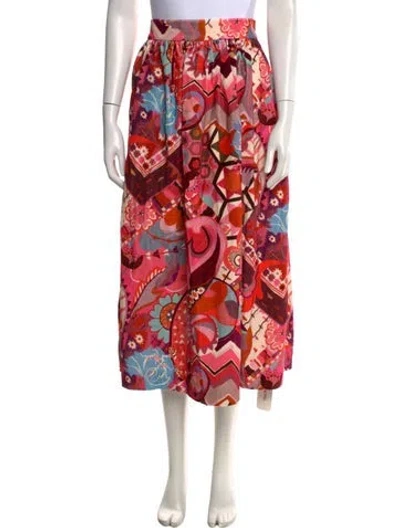 Pre-owned Casey Marks Printed Midi Length Skirt W/ Tags In Pink