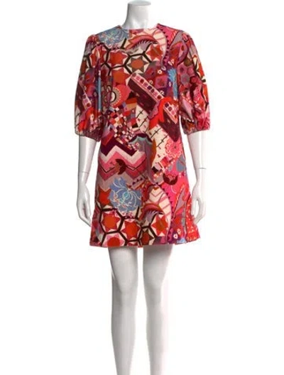 Pre-owned Casey Marks Printed Mini Dress In Red