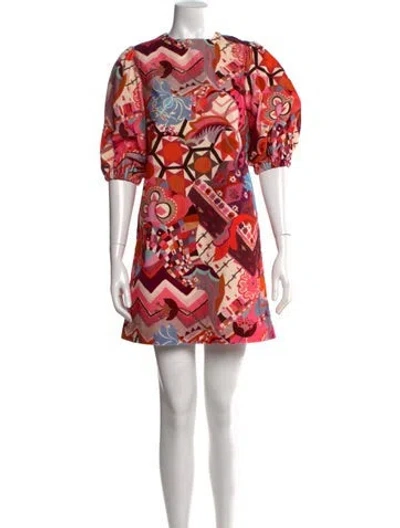 Pre-owned Casey Marks Printed Mini Dress In Red