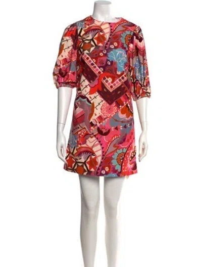 Pre-owned Casey Marks Printed Mini Dress W/ Tags In Pink