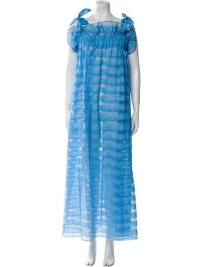 Pre-owned Casey Marks Tie-dye Print Long Dress In Blue