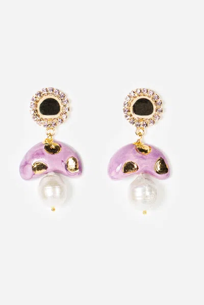 Cashfana Champi Lila Earrings By  In Multi