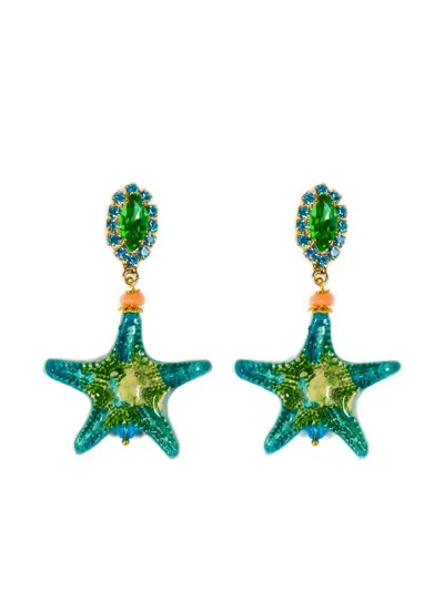 Cashfana Estrella De Mar Earrings In Green