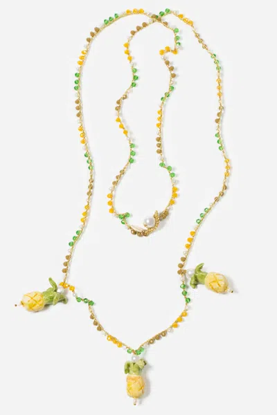 Cashfana Triple Ananas Necklace By  In Multi