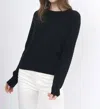 Cashmere Clouds Light Weight Cable Knit Sweater In Black In Black