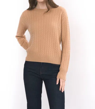 Cashmere Clouds Light Weight Cable Knit Sweater In Cappuccino In Brown