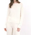 Cashmere Clouds Light Weight Cable Knit Sweater In Ivory In Multi