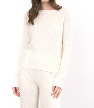 Cashmere Clouds Light Weight Cable Knit Sweater In Ivory In Multi