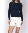 Cashmere Clouds Light Weight Cable Knit Sweater In Navy In Blue