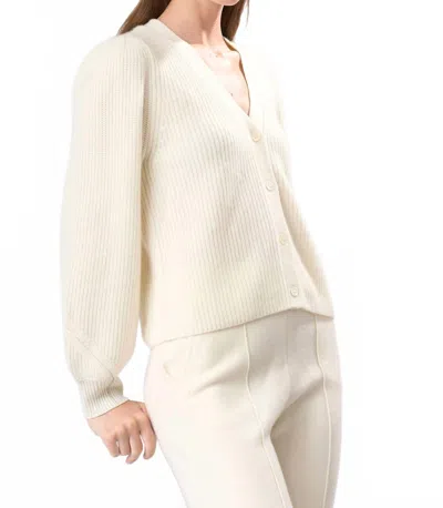 Cashmere Clouds V-neck Silver Lining Cashmere Cardigan In Ivory In Neutral