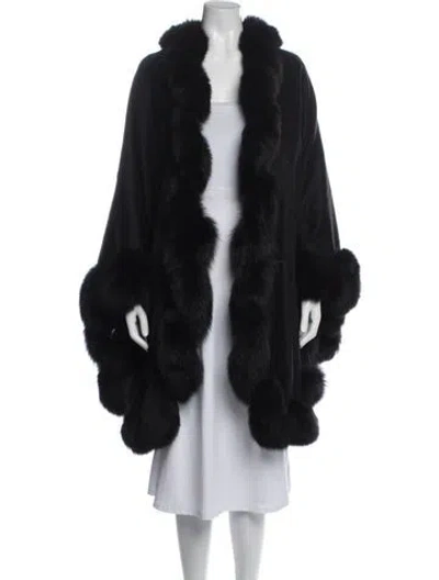 Pre-owned Cashmere Company Cashmere Fur Coat In Black