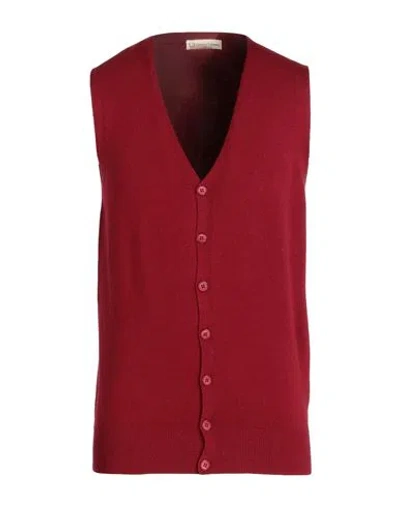 Cashmere Company Man Cardigan Brick Size 46 Wool, Cashmere In Red
