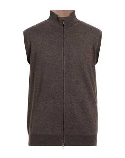 Cashmere Company Man Cardigan Brown Size 38 Wool, Cashmere