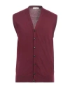 Cashmere Company Man Cardigan Burgundy Size 40 Wool, Cashmere, Silk, Nylon In Red