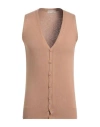 Cashmere Company Man Cardigan Camel Size 46 Wool, Cashmere In Beige