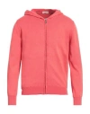 Cashmere Company Man Cardigan Coral Size 38 Cotton In Red