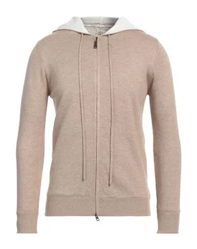 Cashmere Company Man Cardigan Khaki Size 42 Wool, Cashmere In Beige