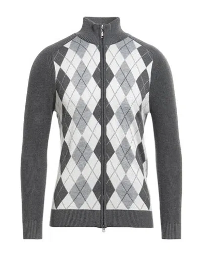 Cashmere Company Man Cardigan Lead Size 38 Wool, Cashmere, Nylon, Silk In Grey