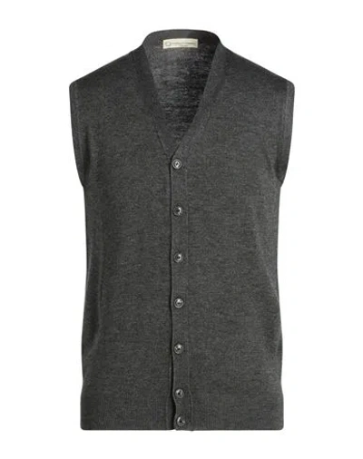 Cashmere Company Man Cardigan Lead Size 38 Wool, Cashmere, Silk, Nylon In Grey