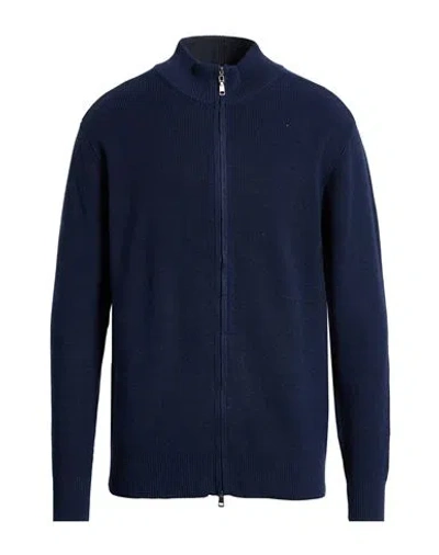 Cashmere Company Man Cardigan Navy Size 46 Wool, Cashmere In Blue