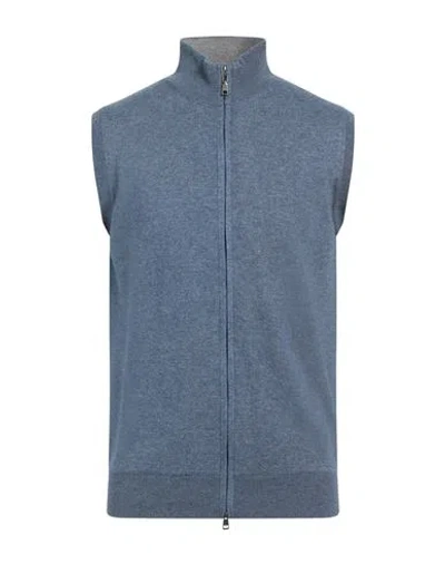 Cashmere Company Man Cardigan Pastel Blue Size 38 Wool, Cashmere In Blue