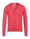 Cashmere Company Man Cardigan Red Size 46 Cotton, Cashmere, Silk In Red